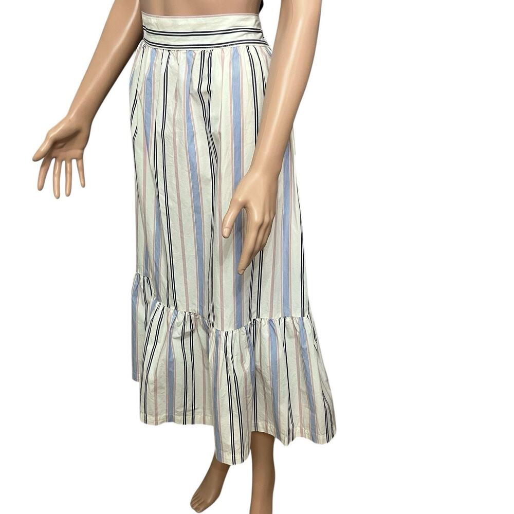 A New Day Striped Poplin Midi Skirt XXL Tiered Colorful Preppy Casual Pull On - Picture 3 of 10